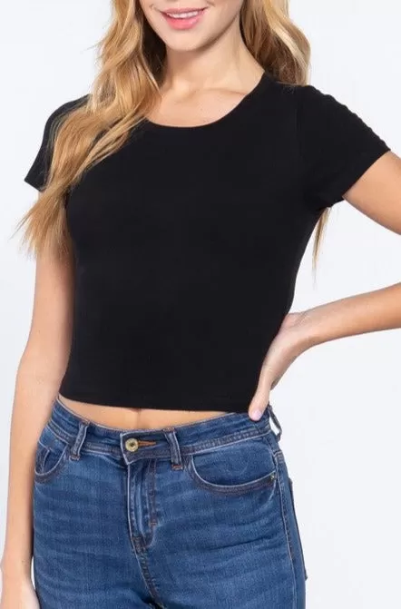 Crew Neck Crop Tee