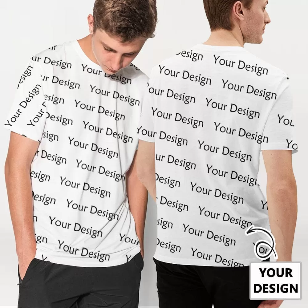 Custom Logo Your Design White Men's Classic T-shirt Personalized Men's Round Neck T-shirt