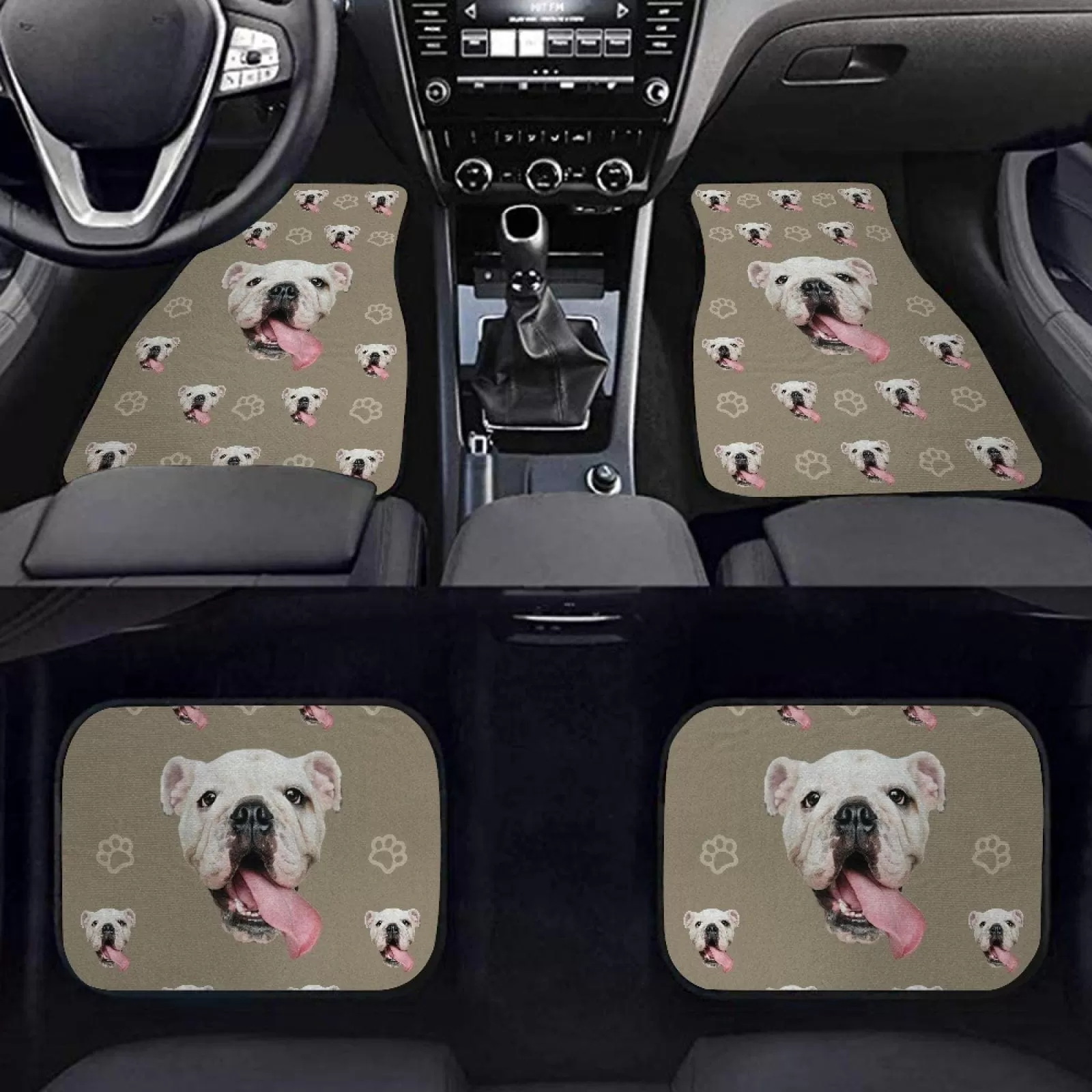 Custom Pet Face Car Floor Mats Automotive Carpet Non-Slip Universal Interior Car Decor Accessories (Set of 4)