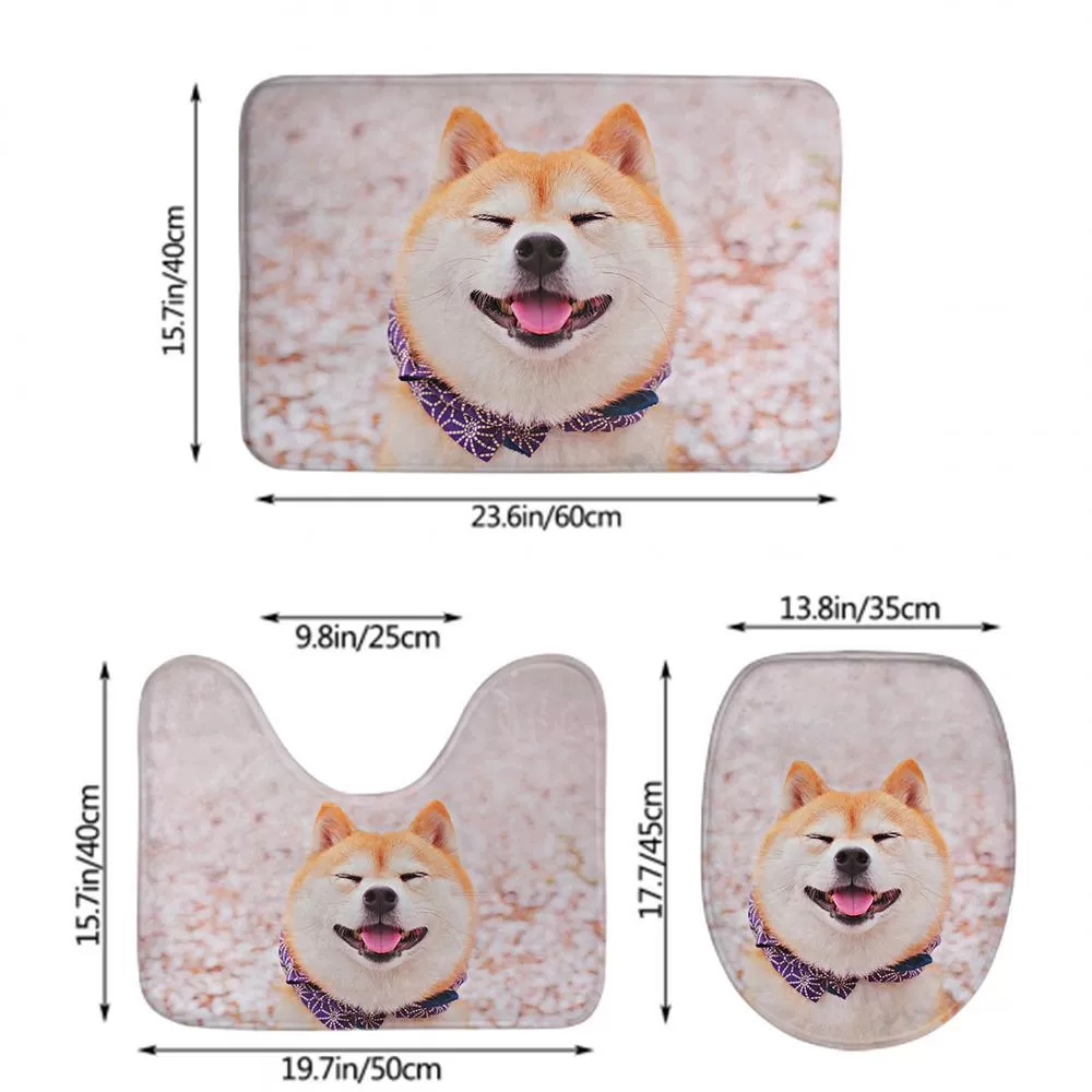 Custom Photo Bathroom Rug Set 3 Piece Personalized Non Slip Bath Mat