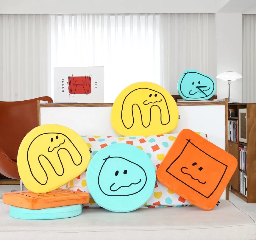 Cute Characters Shaped Sofa Cushions Pillow Soft Back Chair Foams Floor Sofa Yellow Orange Mint Gifts Home Decor Reading Support Sponge Zipper Seating Office Round Square