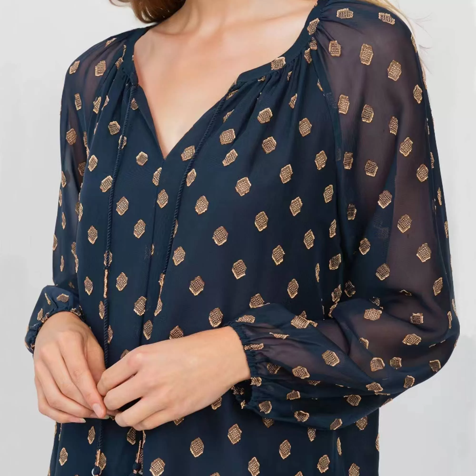 Daniel Rainn - Grayson Split Neck Polka Dots Top