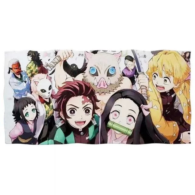 Demon Slayer Bath Towels Nezuko Kamado Printing Anime Home Decor Textile Comfortable