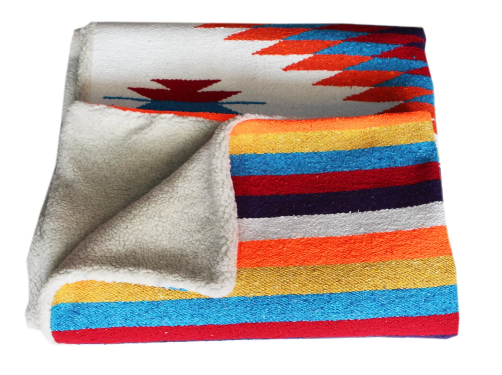 Diamante Blanket with Sherpa Lining - White multi rainbow