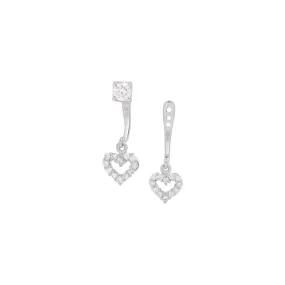 Diamond Heart Ear Jackets & Studs