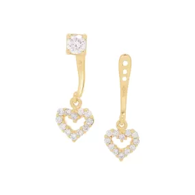 Diamond Heart Ear Jackets & Studs