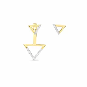 Double Diamond Triangle Ear Jackets & Studs