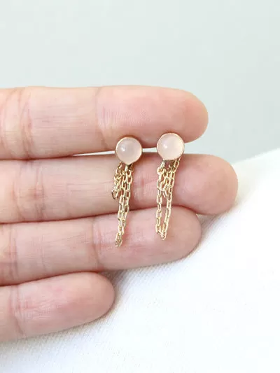 Draped Rose Quartz Earrings