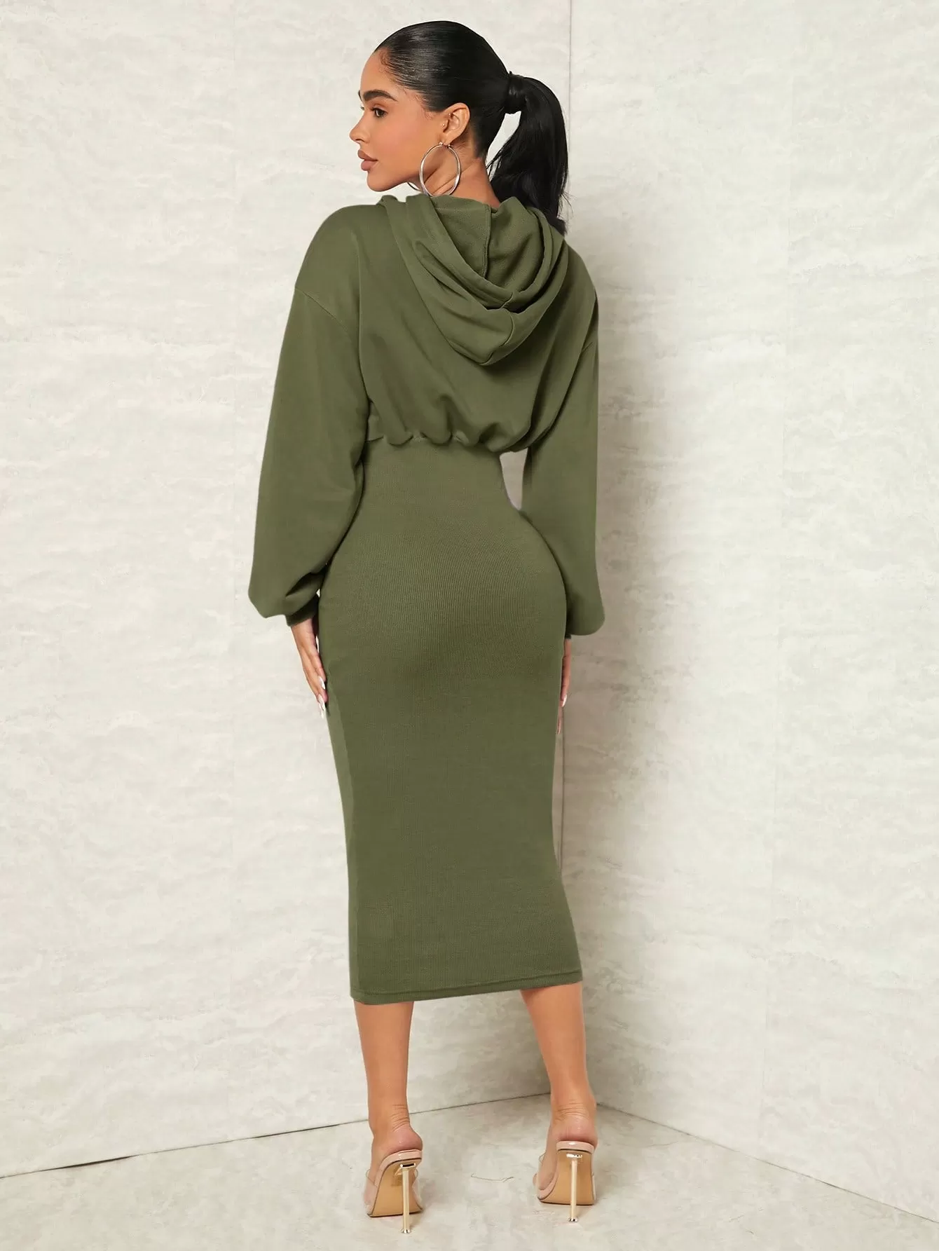 Drawstring Hooded Sweatshirt Dress