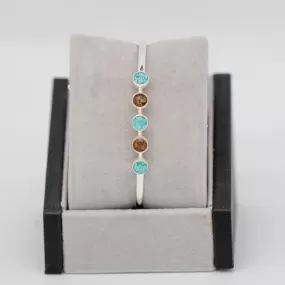 Dune Jewelry Endless Summer Drop .925 Sterling Silver Cuff Bracelet - Turquoise & Blue Ridge Mountain Elements - Made in the USA