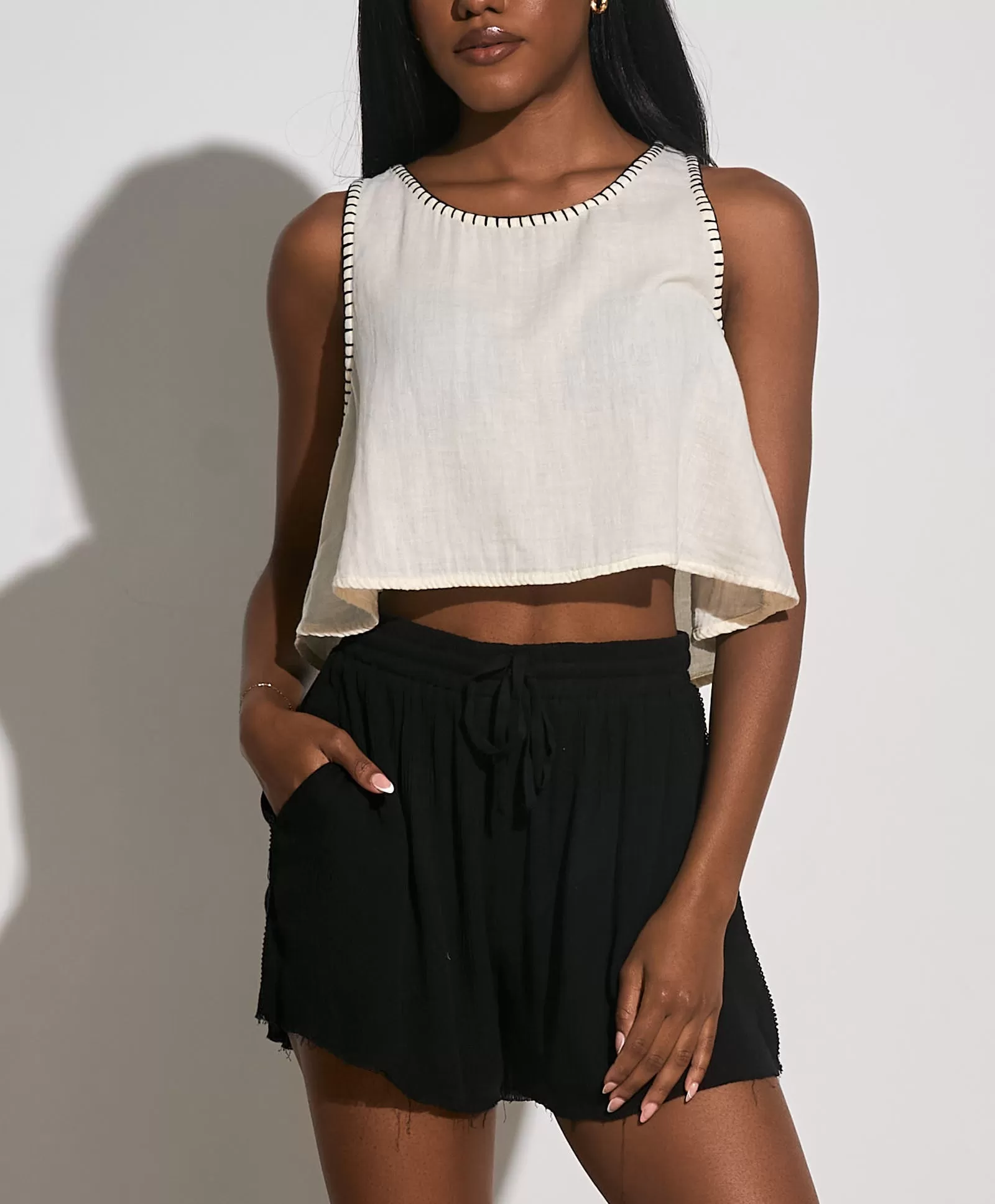 Elan Exposed Stitch Tank Top