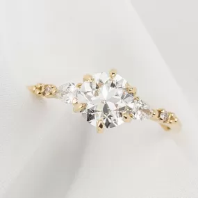 Estel Petal Luxe 1.30ct Round Circular Brilliant Diamond Ring, GIA Certified, 14k Yellow Gold (One of a kind)