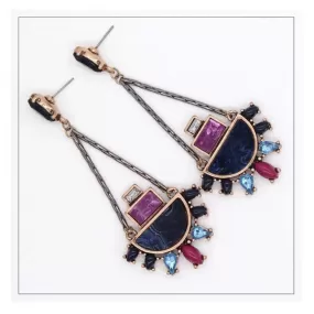 Ethnic Purple Crystal Drop Earring