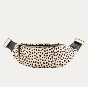 Fanny Pack   Crossbody Bag | Black   White Cheetah   Silver Hardware