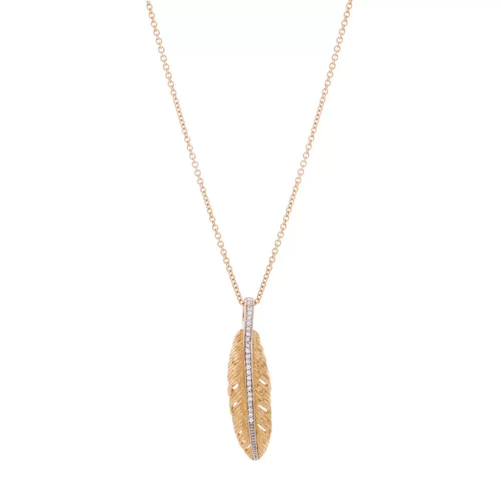 Feather 37mm Pendant Necklace with Diamonds