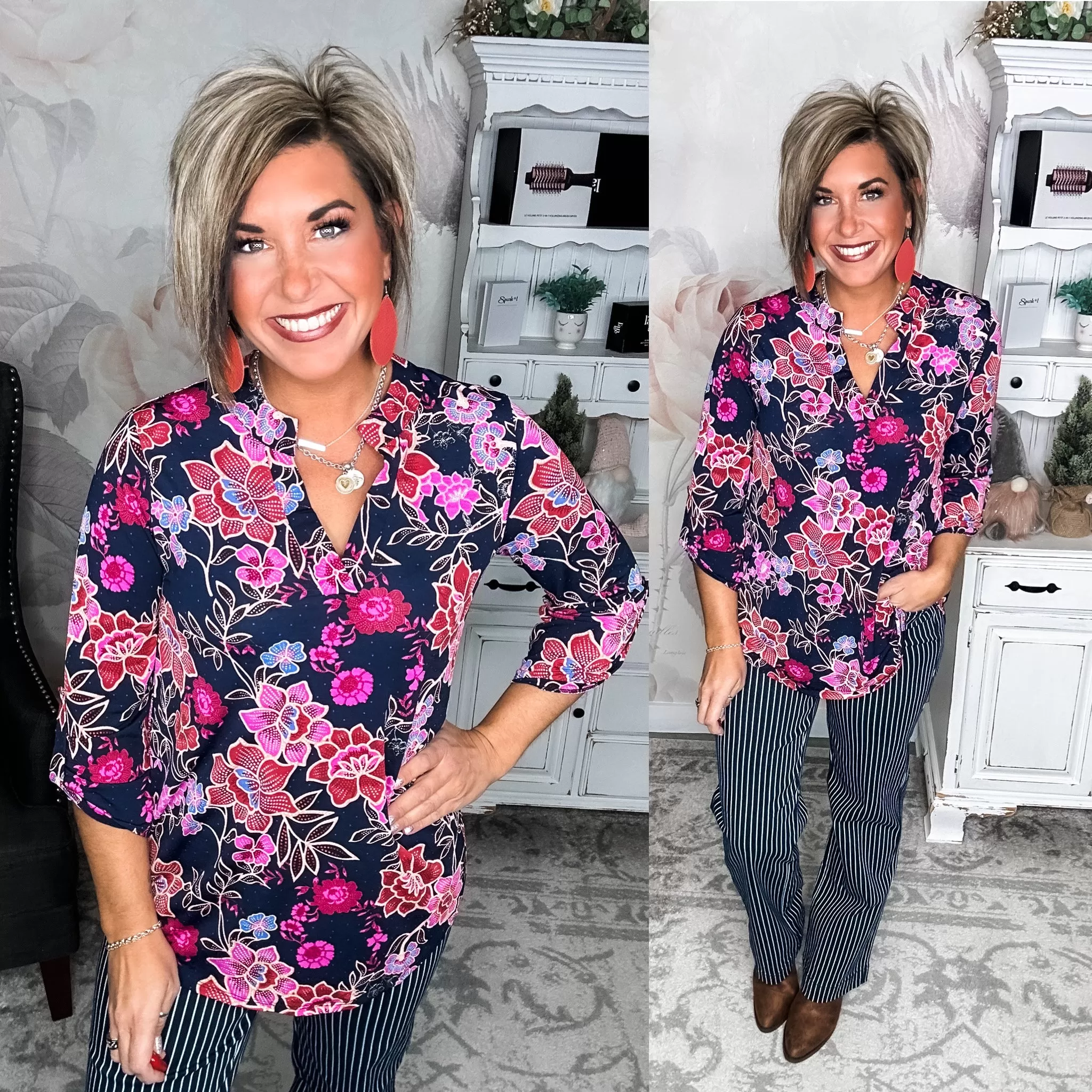 Figure It Out Top - Navy Multi