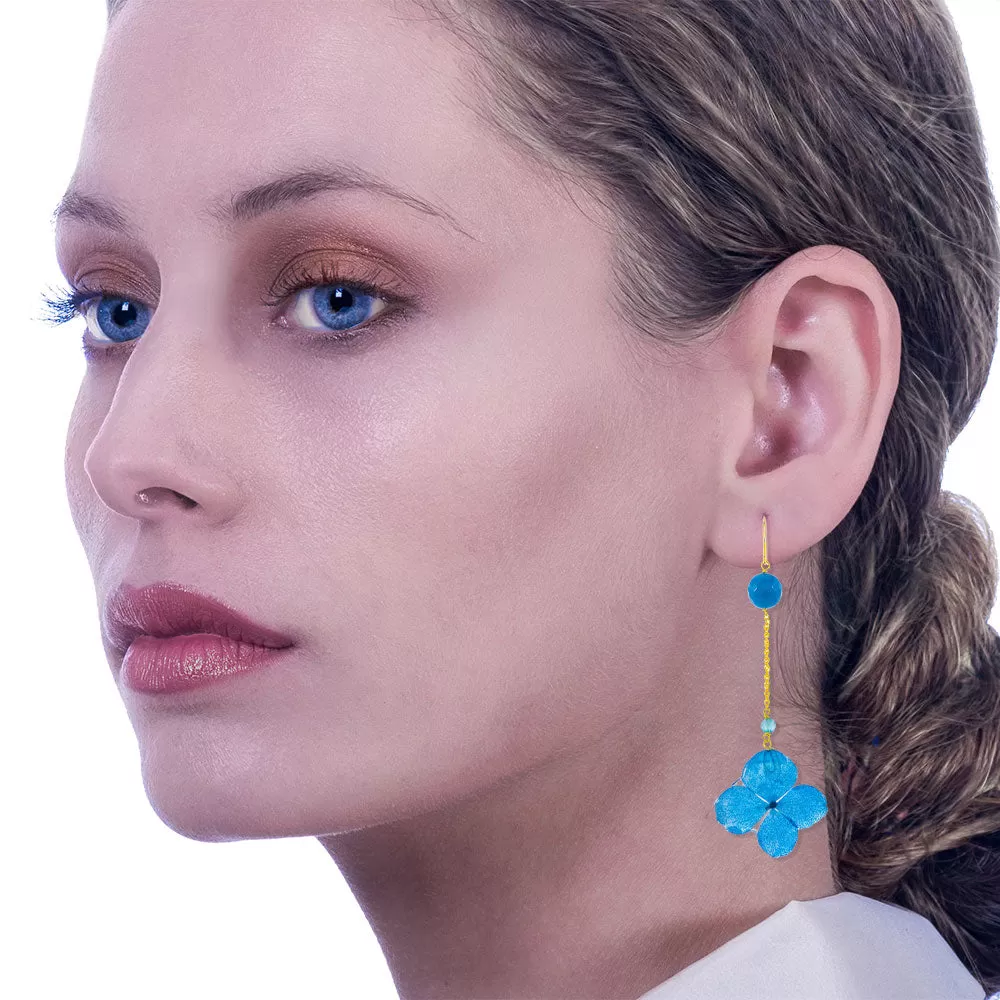 Flower Earrings With Forget Me Not Petals