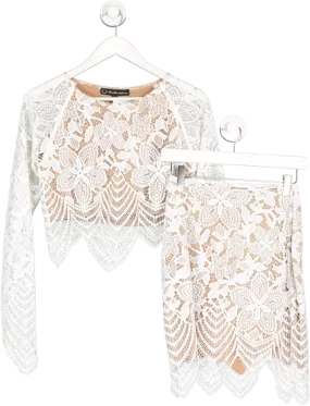 For Love & Lemons White Lolo Crop Top And Skirt UK M