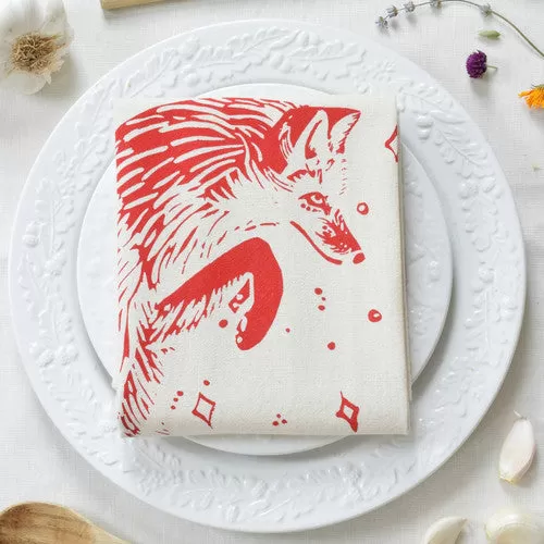 Fox Cotton Tea Towel & Napkins