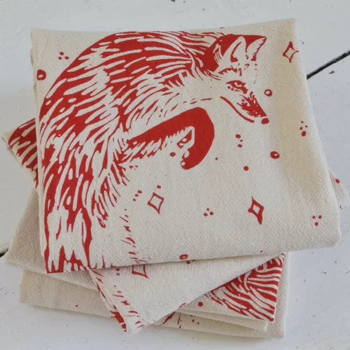 Fox Cotton Tea Towel & Napkins