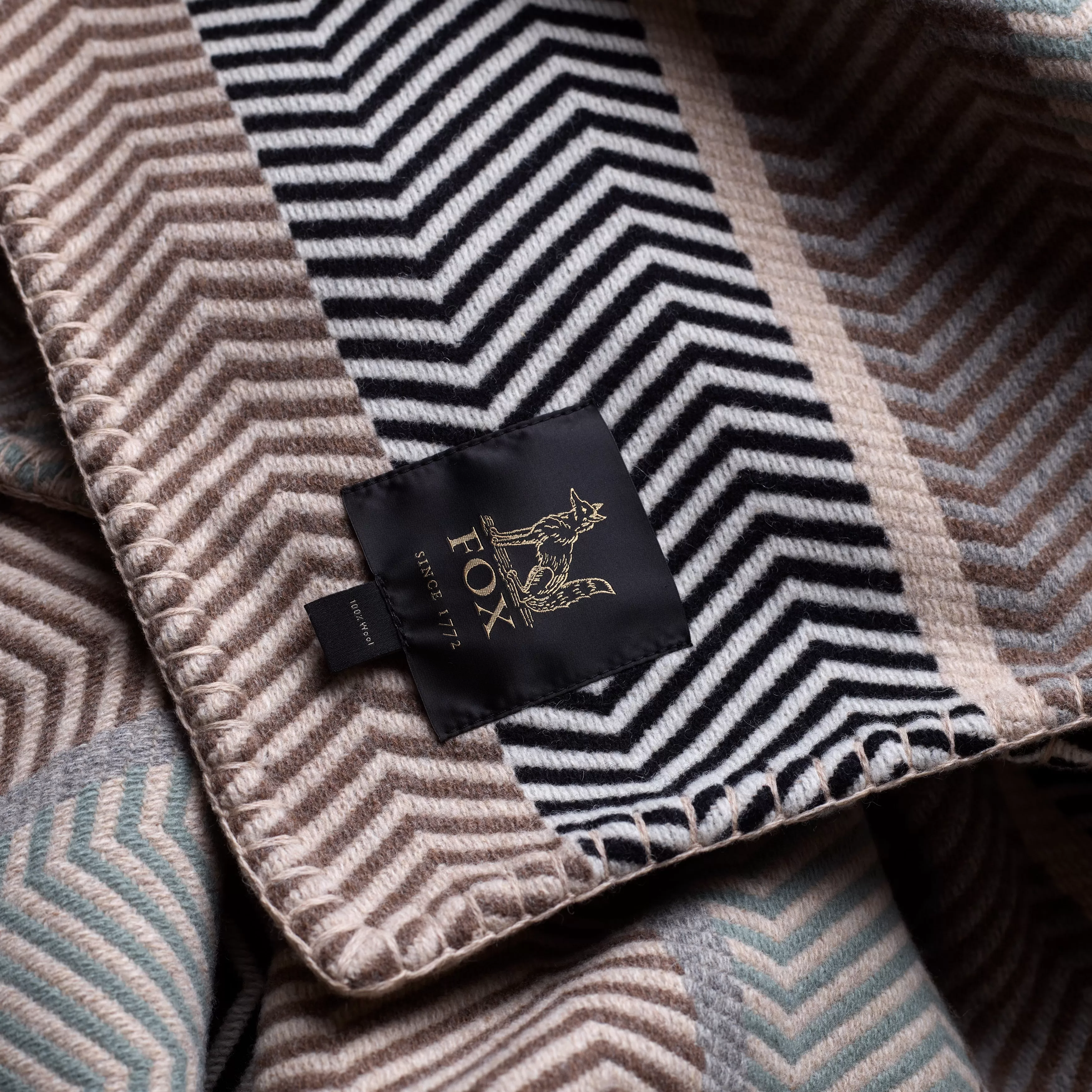 Fox Neutral Herringbone Stripe Blanket