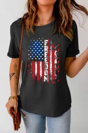 FREEDOM Rundhals-T-Shirt mit US-Flaggengrafik