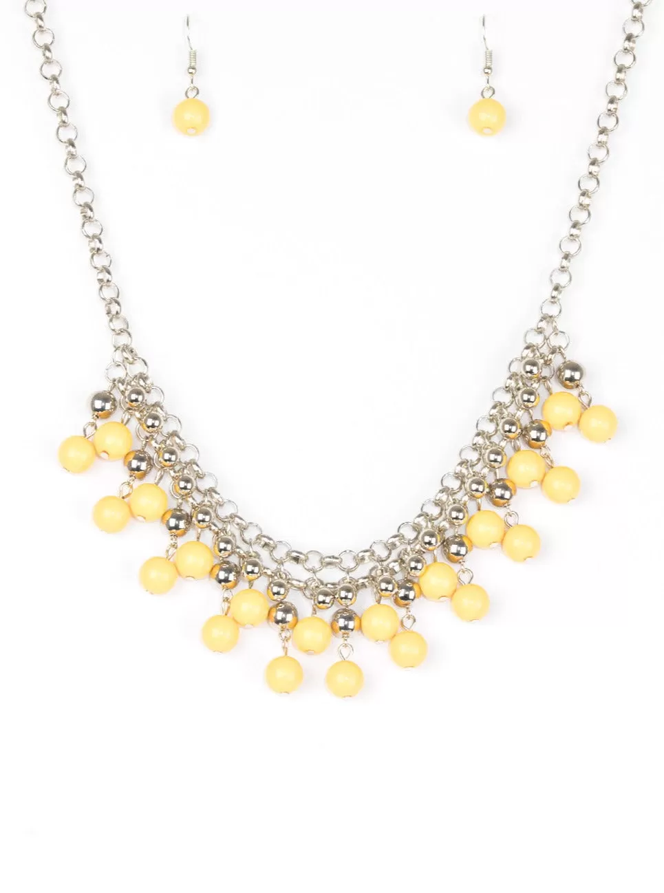  Friday Night Fringe Yellow Necklace Set