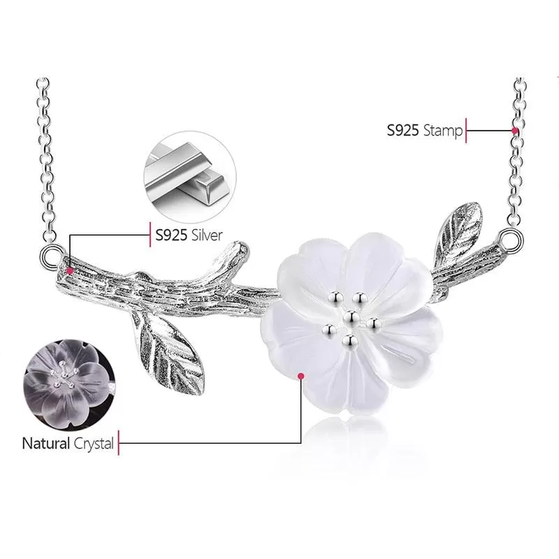 GC249 Flower in the Rain Necklace - 925 Sterling Silver Charm Jewelry