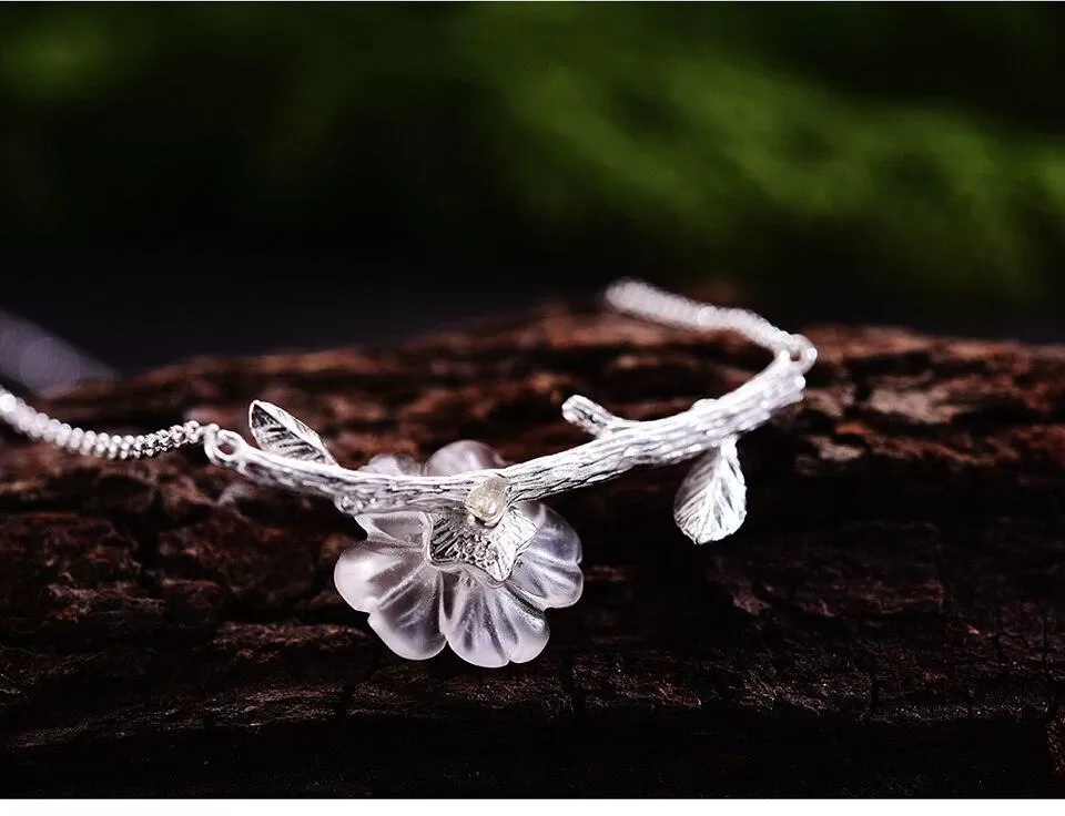 GC249 Flower in the Rain Necklace - 925 Sterling Silver Charm Jewelry