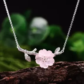 GC249 Flower in the Rain Necklace - 925 Sterling Silver Charm Jewelry