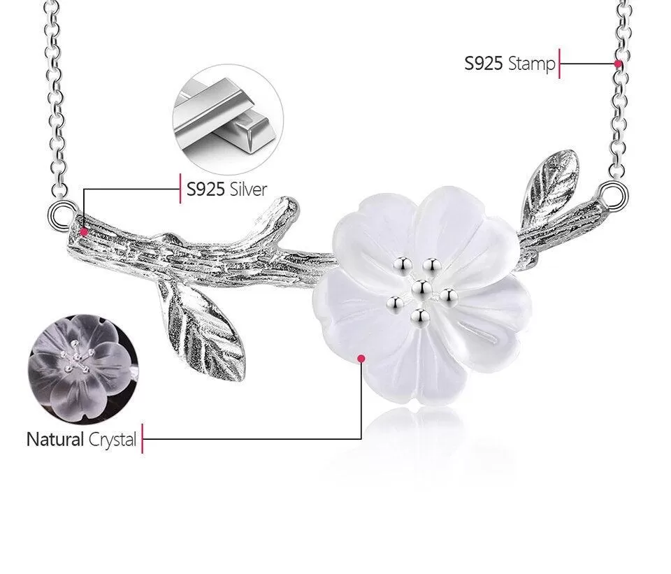 GC249 Flower in the Rain Necklace - 925 Sterling Silver Charm Jewelry