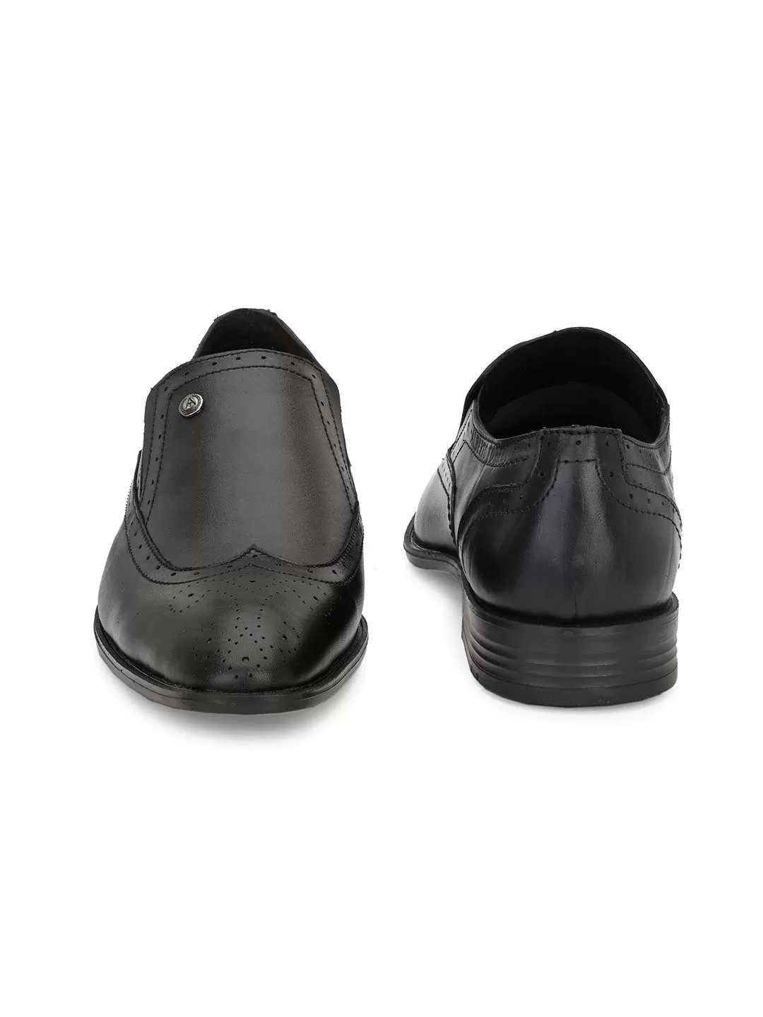 Genuine Leather Brogue Slip On Shoes