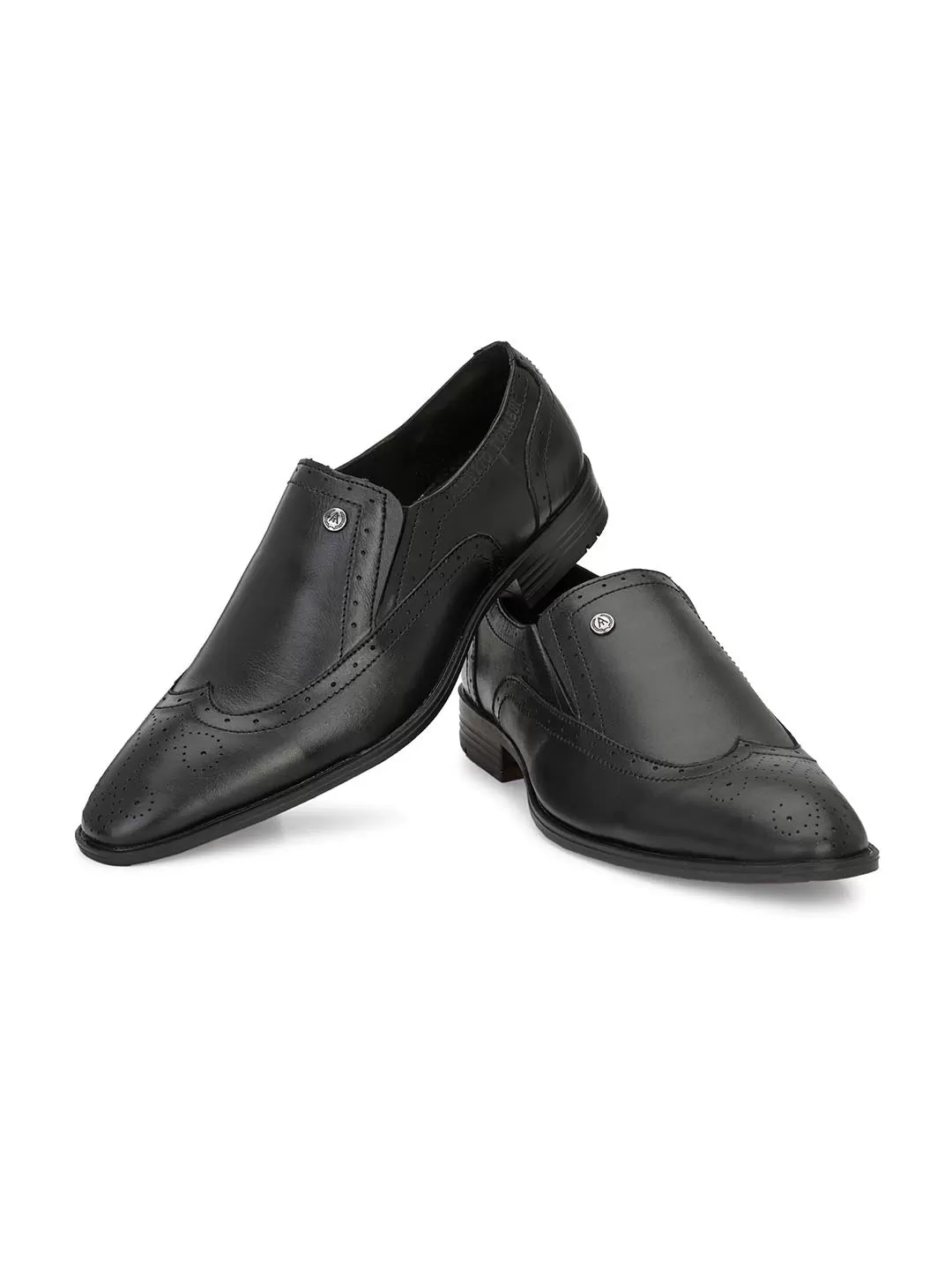 Genuine Leather Brogue Slip On Shoes