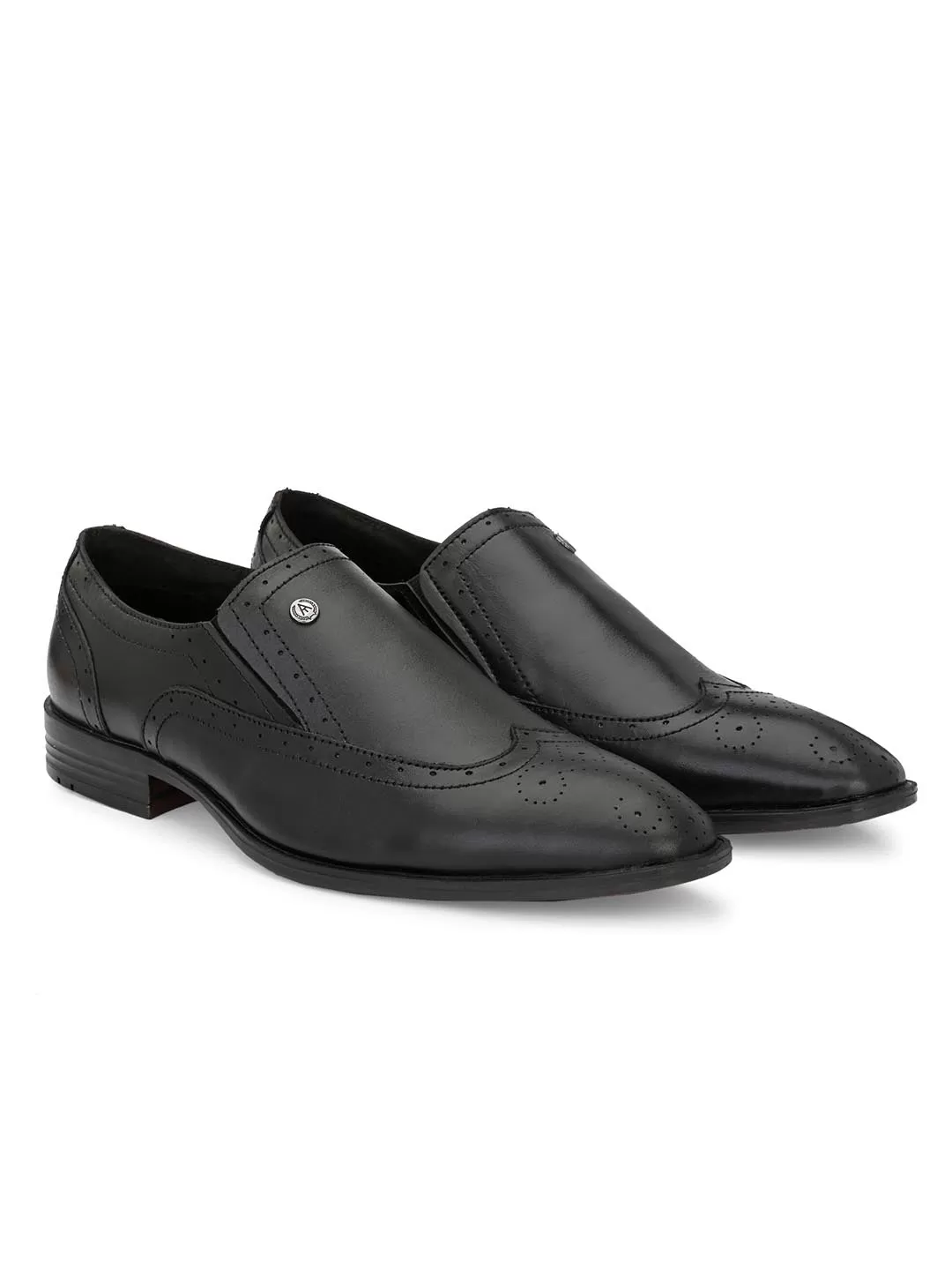 Genuine Leather Brogue Slip On Shoes