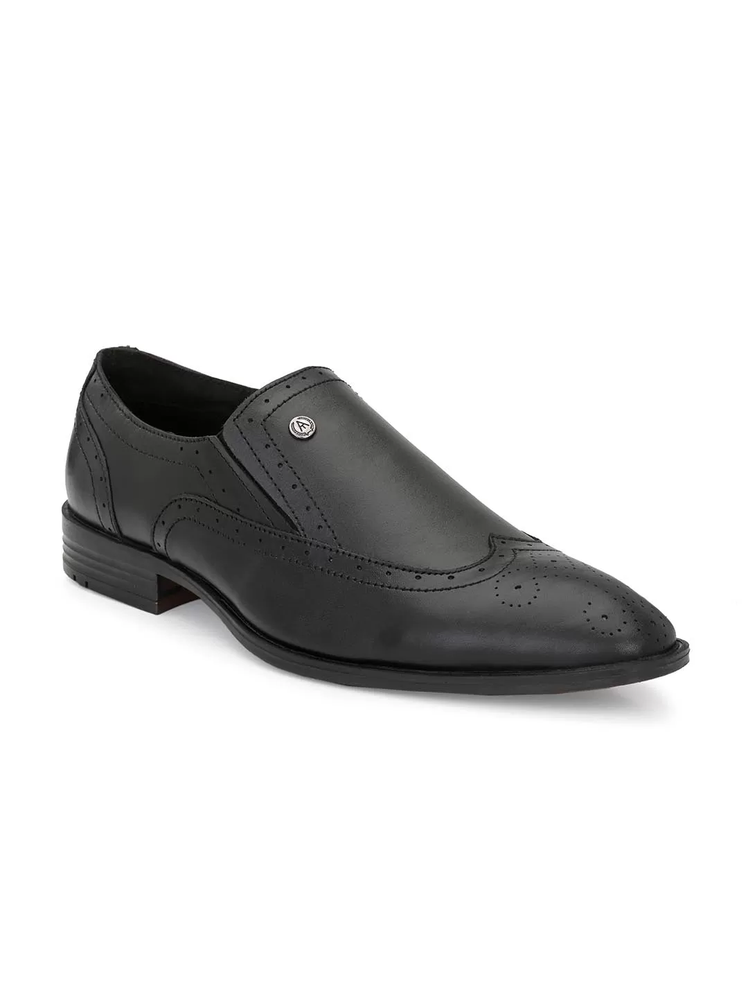 Genuine Leather Brogue Slip On Shoes