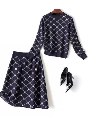 Geometric Knitted Skirt Set