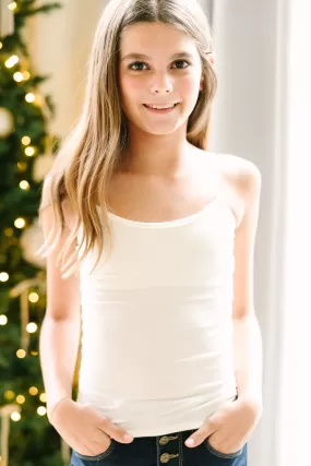 Girls: Basic Beige White Layering Cami