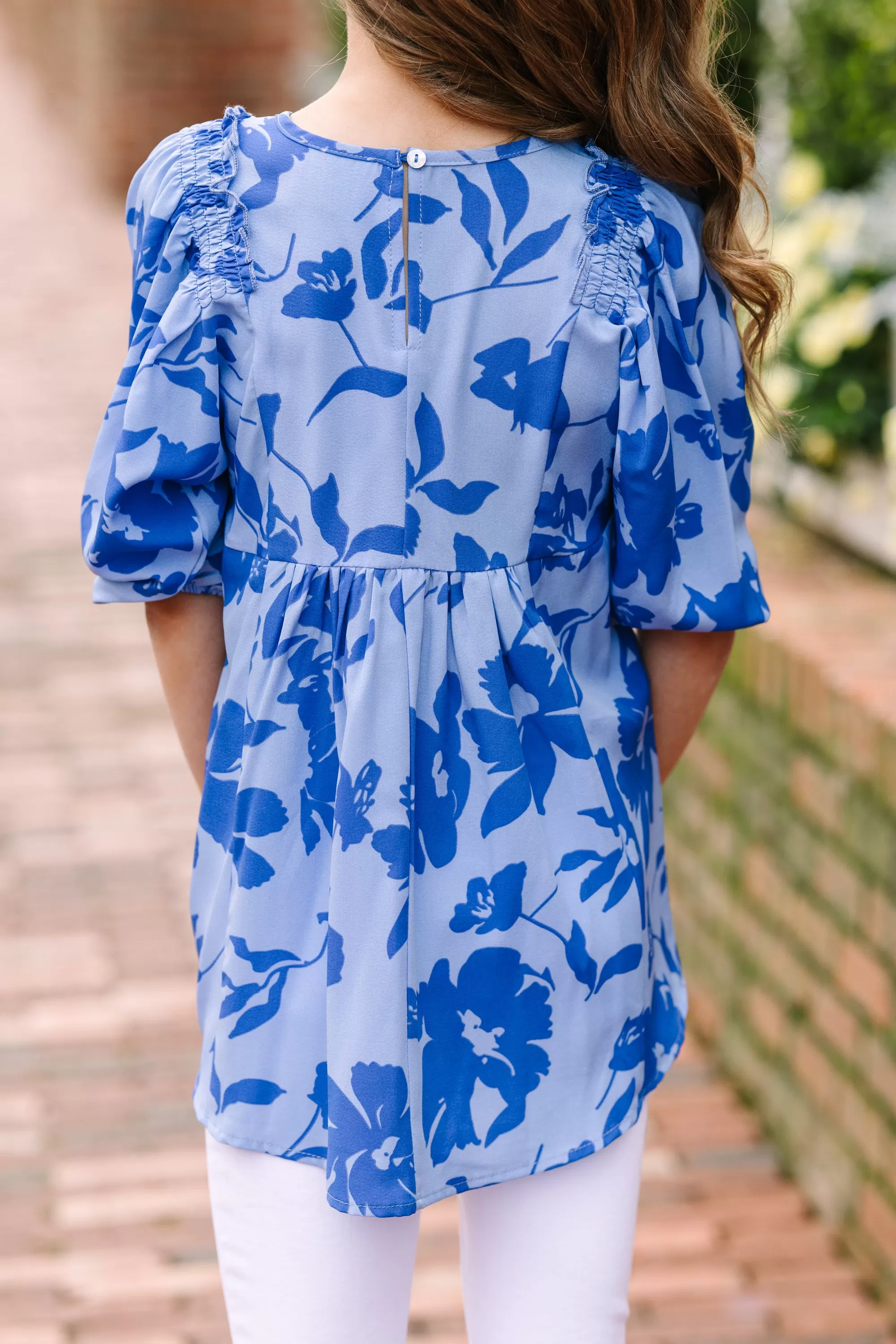 Girls: Feeling Wild Periwinkle Blue Floral Tunic