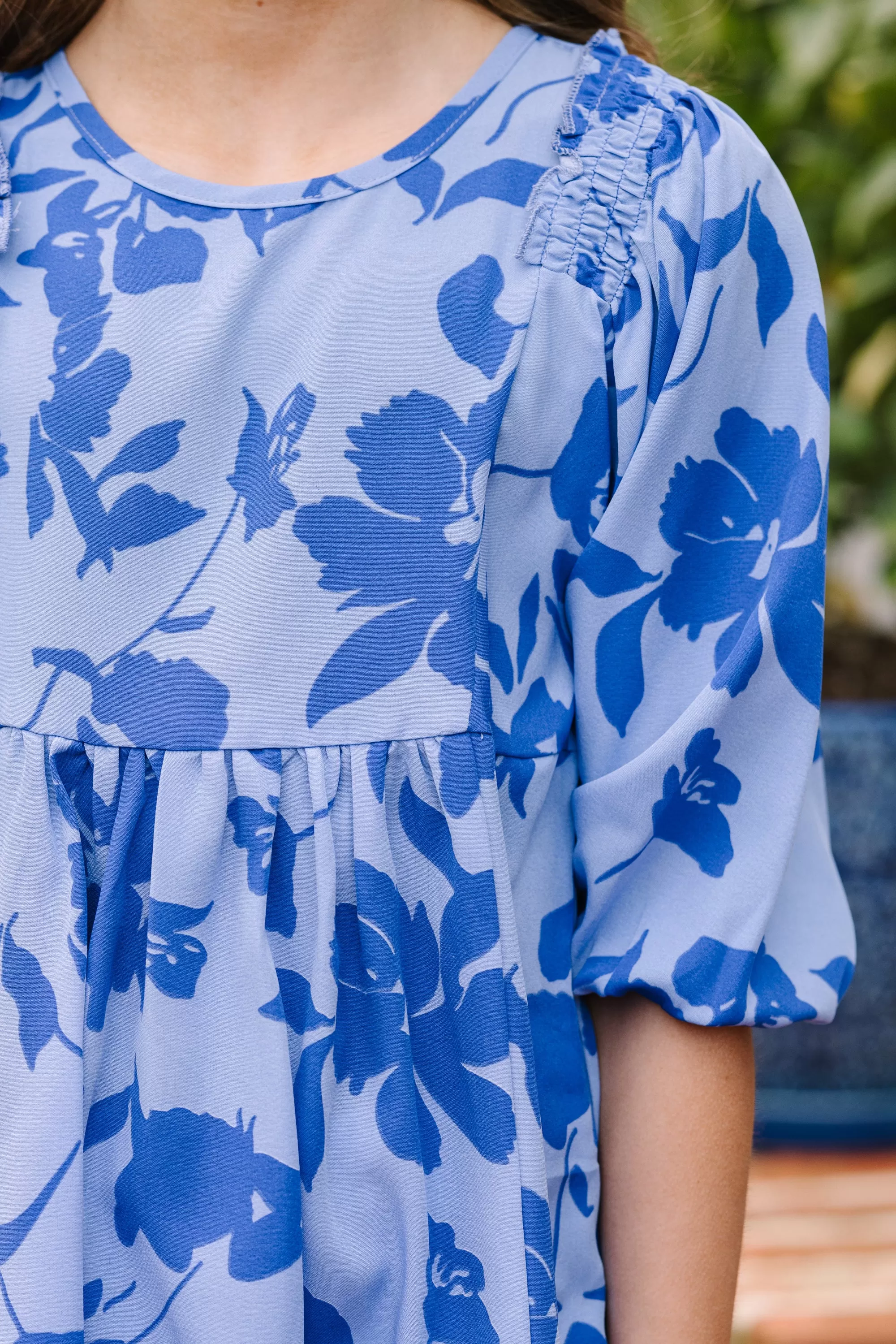 Girls: Feeling Wild Periwinkle Blue Floral Tunic