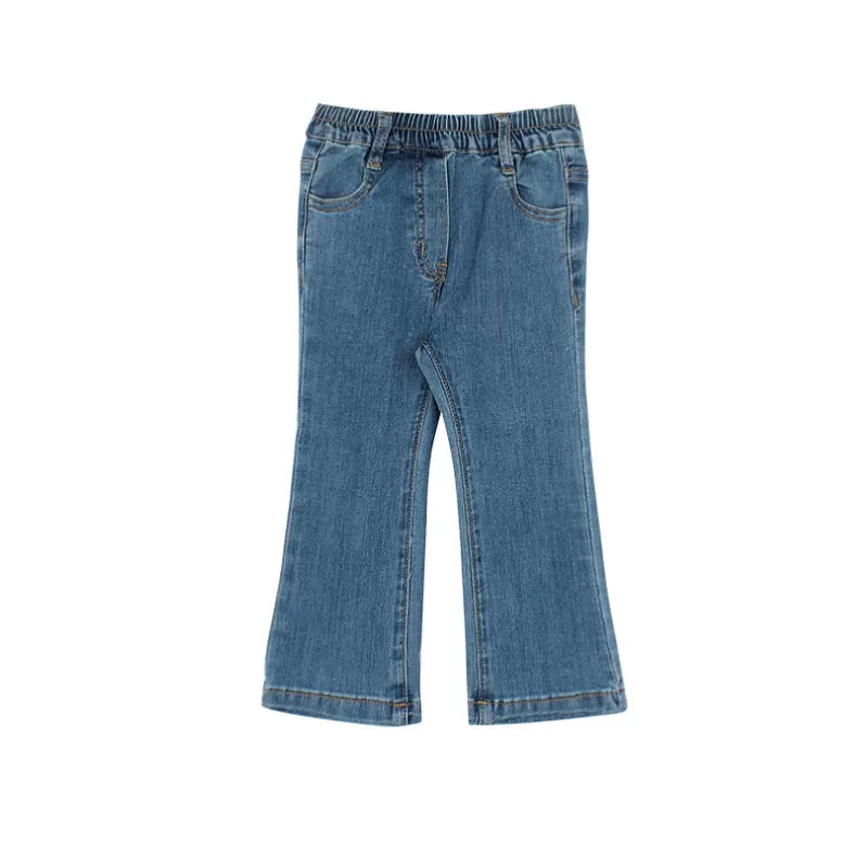 Girls' Solid Color Pocket Bell Denim Pants