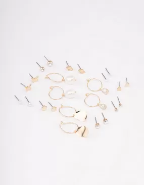 Gold Diamante Leaf Earring 12-Pack