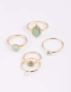 Gold Ornate Oval Ring 5-Pack