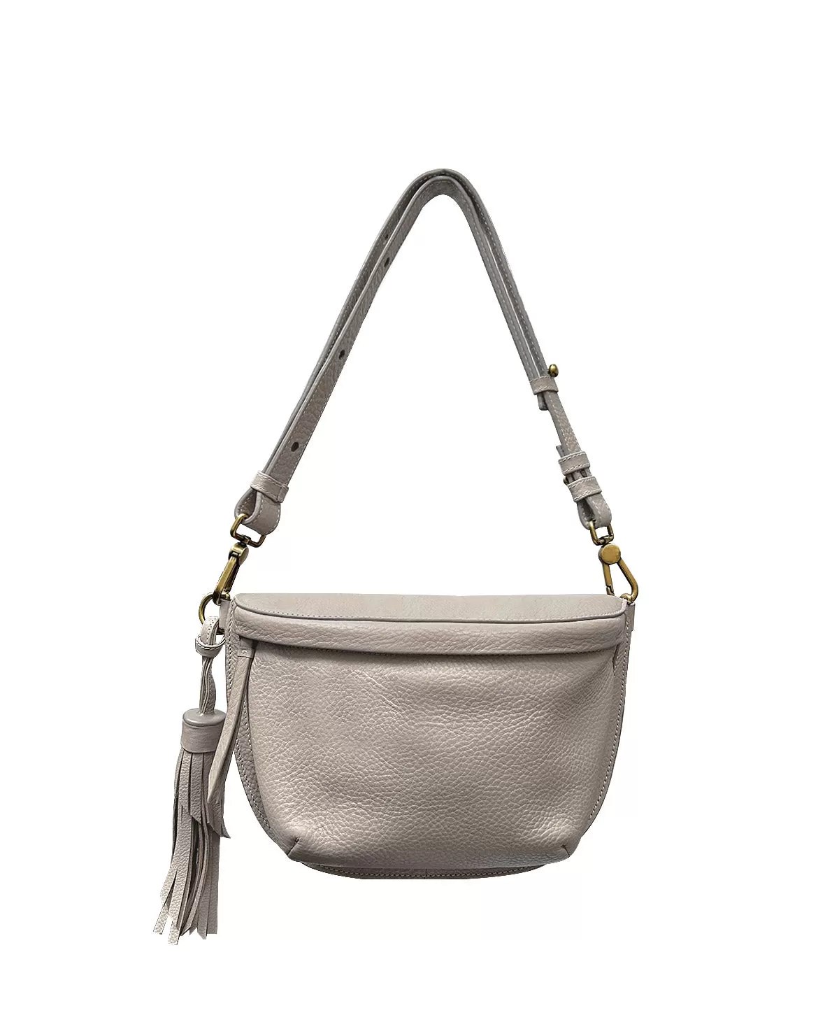 Gray Taupe Leather Sling Bag Crossbody