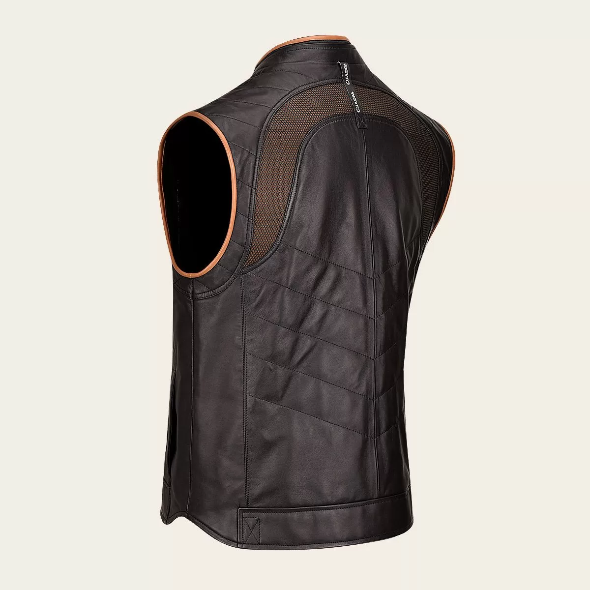 H333BOB- Cuadra black casual fashion lambskin leather vest for men