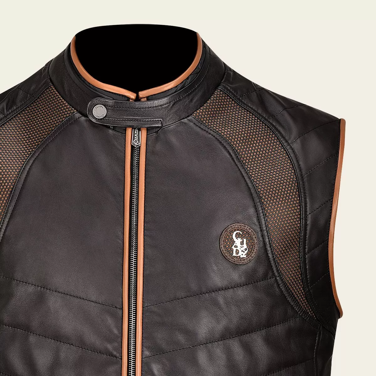 H333BOB- Cuadra black casual fashion lambskin leather vest for men