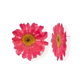 Handmade Silver Coral Daisy Resin Stud Earrings