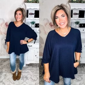 Happy Life Oversized Tunic Top - Navy