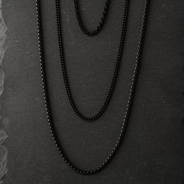 Helix Chain Necklace Black Adjustable 50-60cm/20-24'