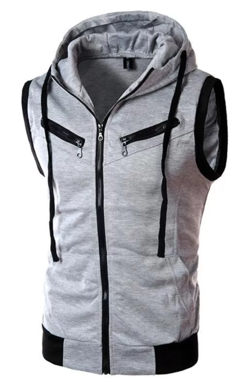 Hooded Sleeveless Men Vests