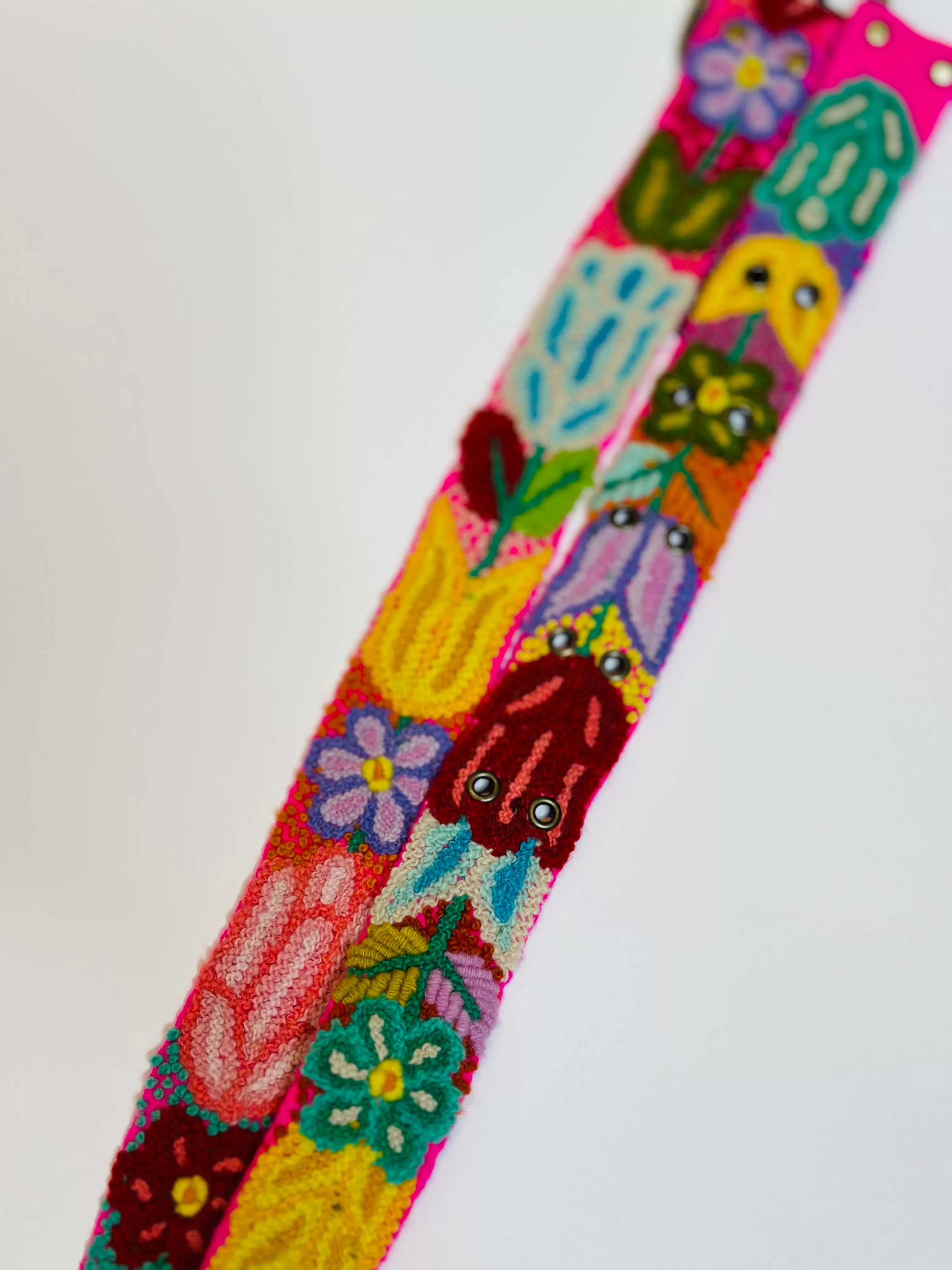 Hot Pink Hand Embroidered Belt